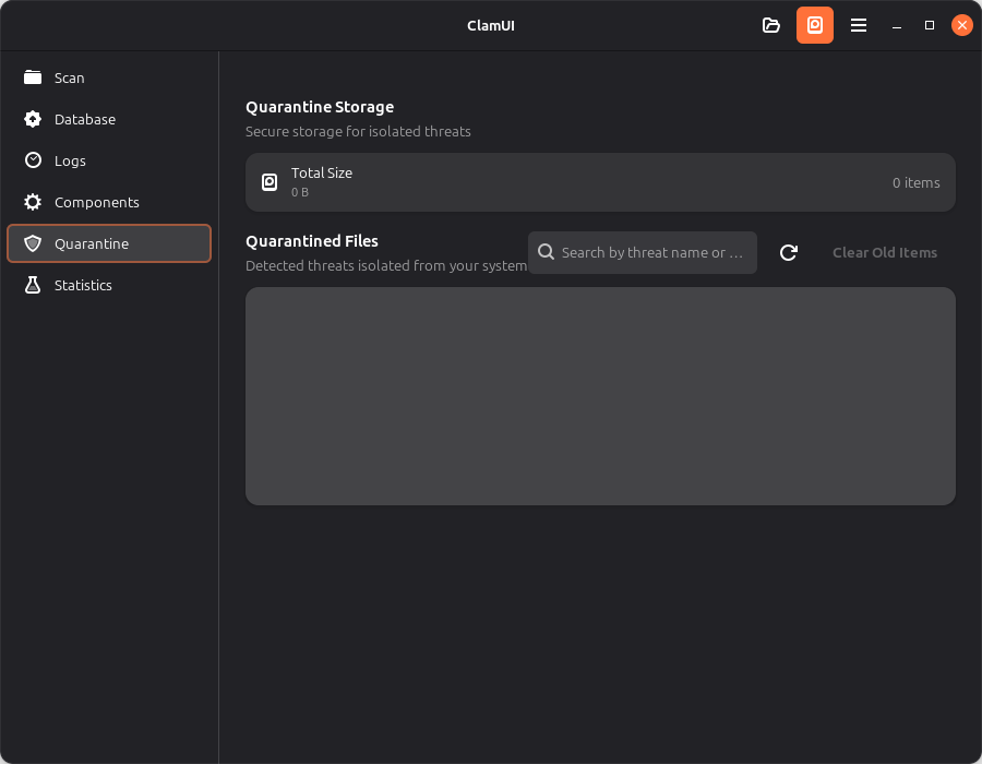 ClamUI quarantine management view